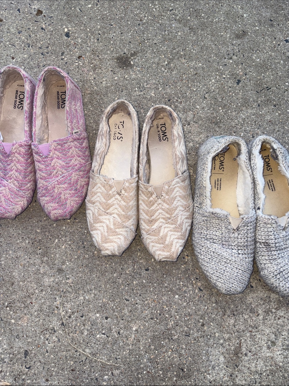 Toms Slip-On Bundle — Pink, Cream & Gray Woven Styles